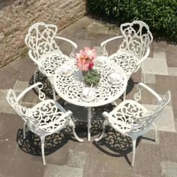 Outdoor Cast Aluminum Tables and Chairs Set Courtyard Garden Urniture Terrace Combination Leisure Metal Round Patio Table p c