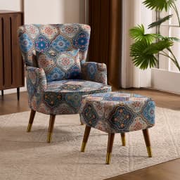 American retro pastoral single sofa living room balcony bedroom jacquard fabric high back lazy sofa tiger chair
