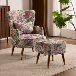 American retro pastoral single sofa living room balcony bedroom jacquard fabric high back lazy sofa tiger chair