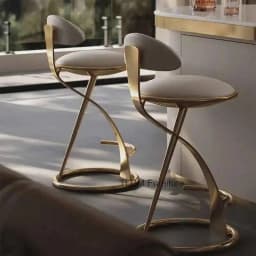 Designer Light Luxury Bar Chairs Italian High Stool Home Stainless Steel Cafe Kitchen Backrest Bar Chair Creative Bar Furniture