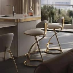 Designer Light Luxury Bar Chairs Italian High Stool Home Stainless Steel Cafe Kitchen Backrest Bar Chair Creative Bar Furniture