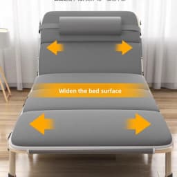 Portable Noiseless Recliner,Foldable Camp Cot, Adjustable Military Bedframe, Office Nap Daybed Essential