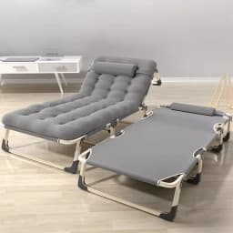 Portable Noiseless Recliner,Foldable Camp Cot, Adjustable Military Bedframe, Office Nap Daybed Essential