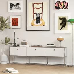 Vintage Module Sideboard Living Room Storage Cabinet Wood Bedroom Stainless Steel Metal Frame Storage Customizable TV Cabinet