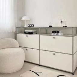 Vintage Module Sideboard Living Room Storage Cabinet Wood Bedroom Stainless Steel Metal Frame Storage Customizable TV Cabinet