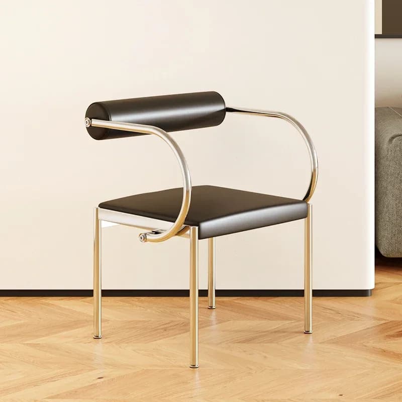 Mid-Century Modern Dining Chair for Bedroom or Study, Stainless Steel Seating, Trendy Makeup Chair, Designer Home
