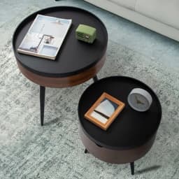Formwell STK18 Bed Side Table Small Coffee Table with Storage Barrel, Surrounding Edge Top with Metal Legs, Large Storage Space