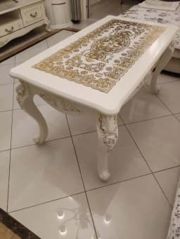 TieHo European Style Living Room Coffee Table Wood Rectangle Ivory White Center Table Modern Small Apartment Home Furniture