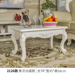 TieHo European Style Living Room Coffee Table Wood Rectangle Ivory White Center Table Modern Small Apartment Home Furniture