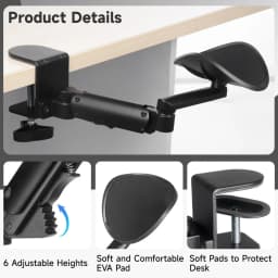 Adjustable Desk Armrest Ergonomic Elbow Rest Holder Clamp-on Arm Support Computer Table Elbow Support Table Extension Platform