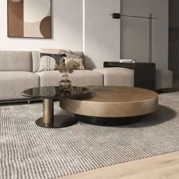 Designer Stainless Steel Coffee Tables European Luxury Round Tea Table Living Room Furniture Italian Tempered Glass Side Table