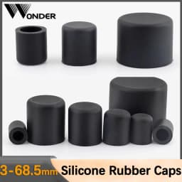 Black Silicone Rubber Round Caps 3-68.5mm Round Pipe Insertion Plug Dust Seal Protection Gaskets Pipe End Cover