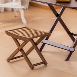 Portable Folding Bamboo Shower Stool - Spa-Style Foldable Bath Seat for Showering, Shaving, & Sauna Use, Natural Bamboo Design