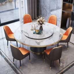 Luxury Dining Table 8 Chairs, Dining Rooms 8 Modern Chairs,Table and Chair Combination Round Table with Turntable