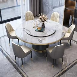 Luxury Dining Table 8 Chairs, Dining Rooms 8 Modern Chairs,Table and Chair Combination Round Table with Turntable