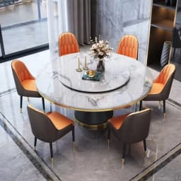 Luxury Dining Table 8 Chairs, Dining Rooms 8 Modern Chairs,Table and Chair Combination Round Table with Turntable