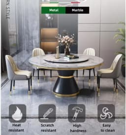 Luxury Dining Table 8 Chairs, Dining Rooms 8 Modern Chairs,Table and Chair Combination Round Table with Turntable