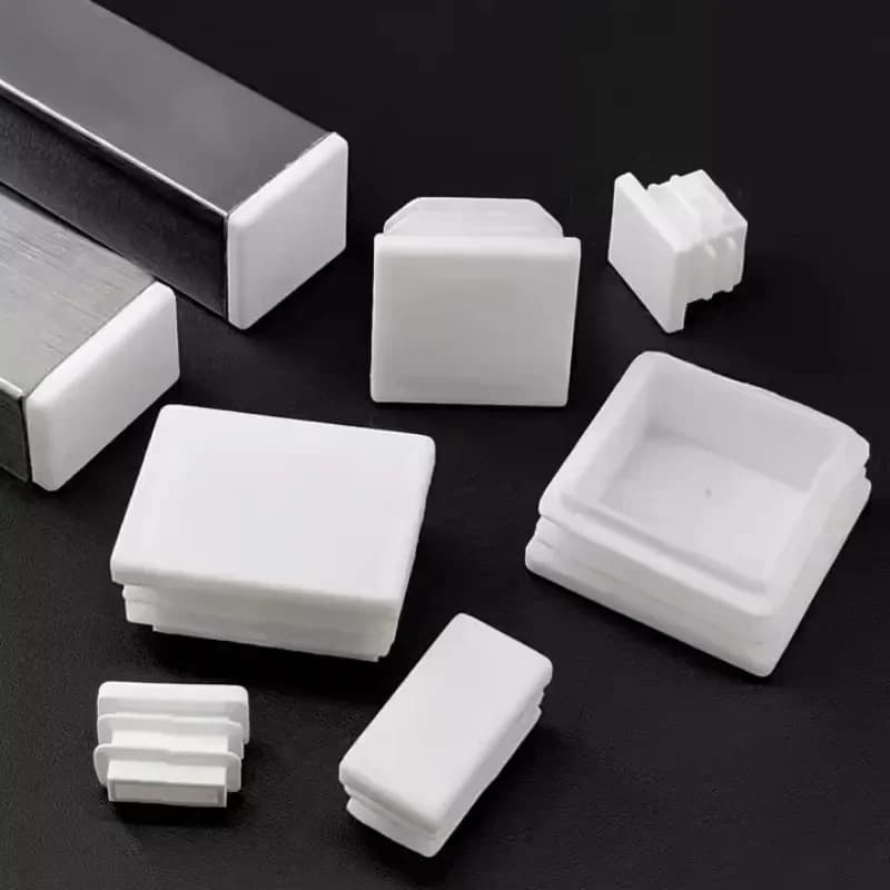 16PC Plastic White pipe plug Square Rectangle Blanking End Caps Tube Pipe Inserts Bung Anti-slip Chair Leg Caps Floor Protection