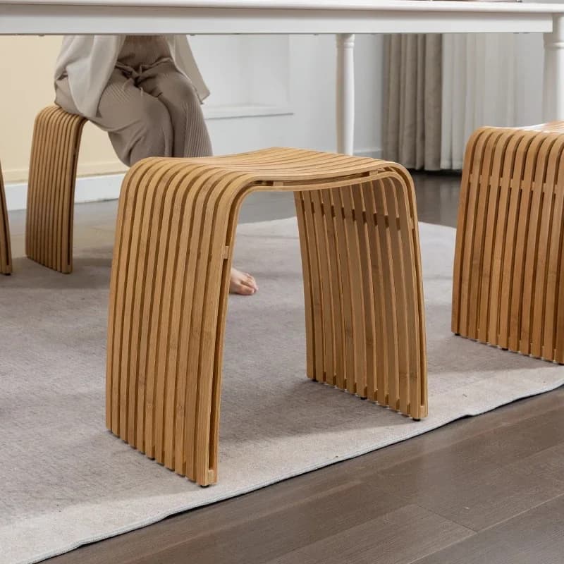 Simple Bamboo Living Room Dining Stool Furniture Modern Home Casual Shoe Changing Stool Strong and Durable Dressing Chair