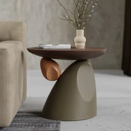 Corner Coffee Table,Modern Minimalist Round Accent Table with Unique Balance Design,Space-Saving Resin End Table for Living Room