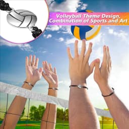 ABWP-48 Piece Volleyball Bracelets, Volleyball Charm Bracelet, Braided String Bracelet With Volleyball Pendant Decoration
