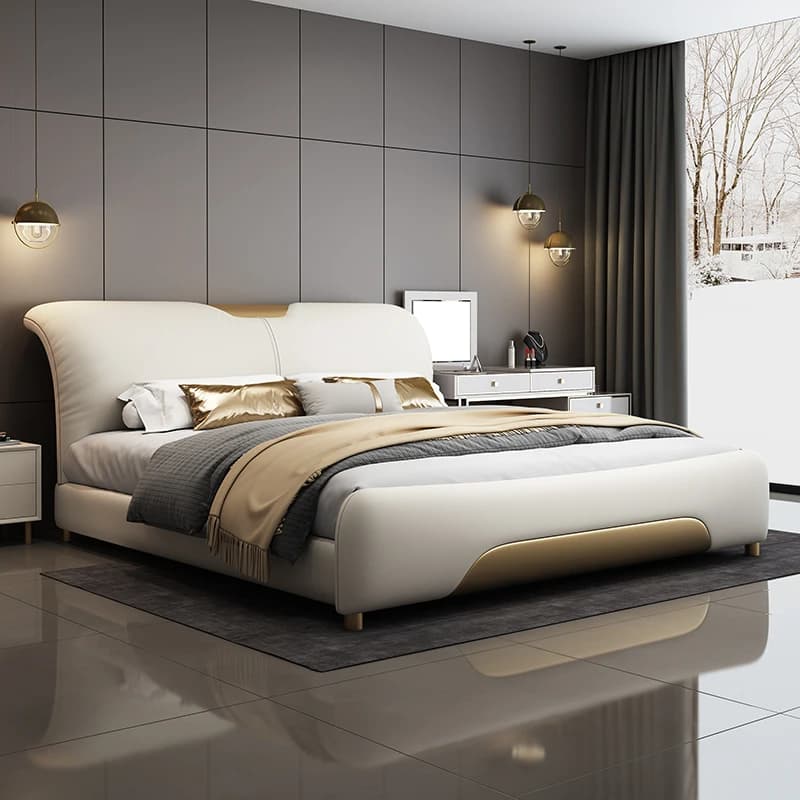 Wedding Nordic Beds Modern Designer Minimalist Massage Design Lazy Bed Light Luxury Fashionable Wood Cama Casal Home Furniture
