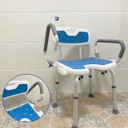 Bathroom Chair for Elderly Mobile Bath Chair Non-slip Mats Adjustable Shower Chair Shower Seat Aluminum Alloy