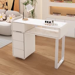 Professional Cream Manicure Table Nordic Glamour Trendy Luxury Nail Table Classic Modern Mesa De Manicura Saloon Furniture