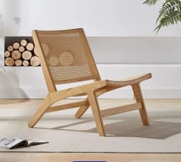 Nordic, Sofa Chair, Solid Wood, Rattan, Recliner Leisure, Chair, Home, Bed and Breakfast Single Lazy, Sofa Balcony, Living Room