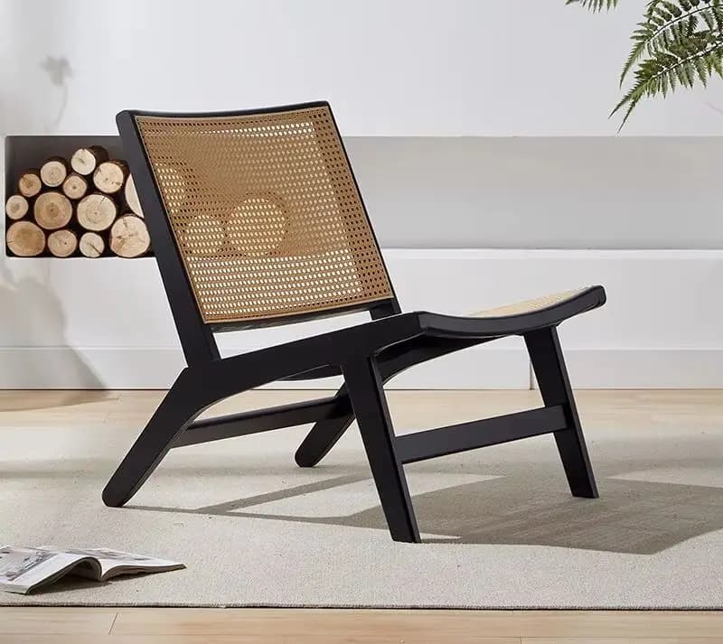 Nordic, Sofa Chair, Solid Wood, Rattan, Recliner Leisure, Chair, Home, Bed and Breakfast Single Lazy, Sofa Balcony, Living Room