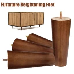 8/10/12/15/20cm Durable Solid Wood Furniture Legs Conical Universal Sofa Legs with Iron Sheet Chair Replacement Feet