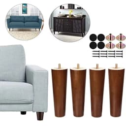 8/10/12/15/20cm Durable Solid Wood Furniture Legs Conical Universal Sofa Legs with Iron Sheet Chair Replacement Feet