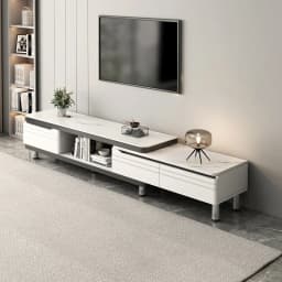 Modern LED TV Stand for Televisions Up Coffee Table Glass Shelves and Drawer Gaming Entertainment Center with Multiple Cabinet