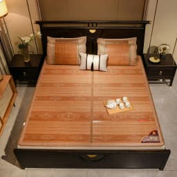 Summer Cooling Mat Bamboo Mat, Rattan Mat, Ice Silk Mattress, Double-Sided Folding Carbon Bamboo Mat Twin Queen King Full Size