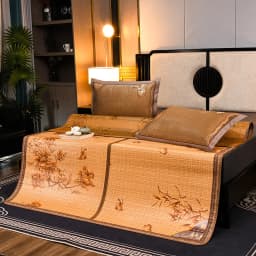 Summer Cooling Mat Bamboo Mat, Rattan Mat, Ice Silk Mattress, Double-Sided Folding Carbon Bamboo Mat Twin Queen King Full Size