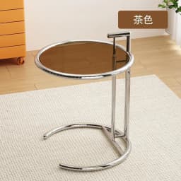 Retro Lift Transparent Tea Table Stainless Steel Internet Celebrity Photo Glass Round Ins Home Sofa Side Table Coffee Table