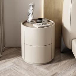 Home Living Room Sofa Side Cabinet, Creative Round Solid Wood Bedside Table, New Simple Modern Small Bedroom Storage Cabinet
