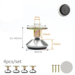 4pcs Height Adjustable Leveling Chair Leg Feet Furniture Mat Screw-in Base Sofa Bed Cabinet Table Floor Protector