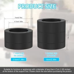 4Pcs Round Furniture Riser Heavy Duty Bed Chair Riser Support 1300lb Anti-Slip Washing Machine Desk Couch Bottom Leg Raiser