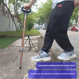 Aluminum Alloy Elderly Cane Scratch-Resistant Multi-Function Hiking Stick Foldable Walking Seat Adjustable Trekking Pole