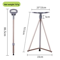 Aluminum Alloy Elderly Cane Scratch-Resistant Multi-Function Hiking Stick Foldable Walking Seat Adjustable Trekking Pole