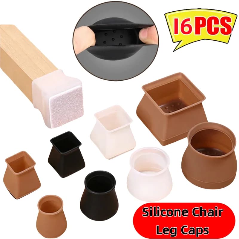 16Pcs Silicone Chair Leg Floor Protectors with Non-slip Felt Furniture Cups for Hardwood Floors, Protect Floors from Scratches