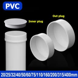 1-10pcs 20/25/32/40/50/60/75/89/110/140/160/165/200/250/315/400mm PVC Pipe Plug Cap Tube Cover White Drainage Pipe protect cover