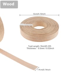 1.9 cm X 15m Hot Melt Adhesive Melamine Edge Banding Flexible Veneer Edging for Plywood Table / Cabinet, Pre-glued Veneer Edging