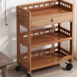 Mobile Bamboo Sofa Side Table, Compact Balcony Tea Trolley, Living Room Corner End Table, Minimalist Side Stand for Small Spaces