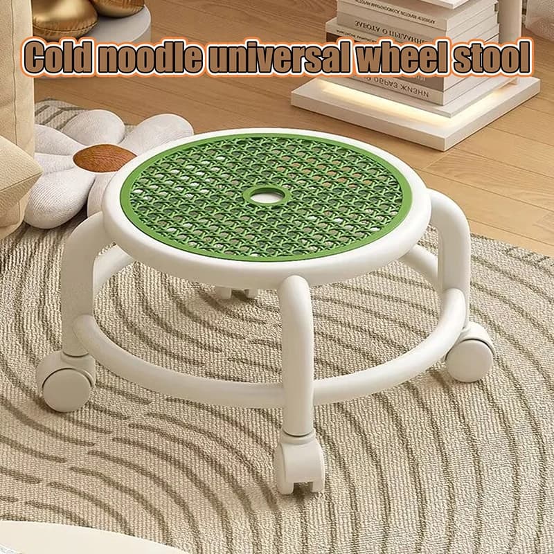 Swivel Rolling Stool Round Low Small Grey Universal Wheel Kids Adult Strong Capacity Practical Storage
