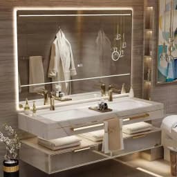 Luxury Wall Mounted Bathroom Vanity with Ceramic Sink Large Mirror Solid Wood Drawers Floating Bathroom Vanity Cabinet Furniture