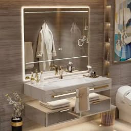 Luxury Wall Mounted Bathroom Vanity with Ceramic Sink Large Mirror Solid Wood Drawers Floating Bathroom Vanity Cabinet Furniture