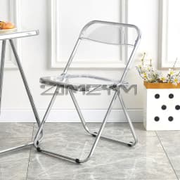 Fashion Acrylic Transparent Folding Chair Restaurant Household Dining Chairs Office Folding Chair Modern Clear Stool