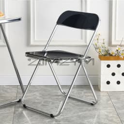 Fashion Acrylic Transparent Folding Chair Restaurant Household Dining Chairs Office Folding Chair Modern Clear Stool